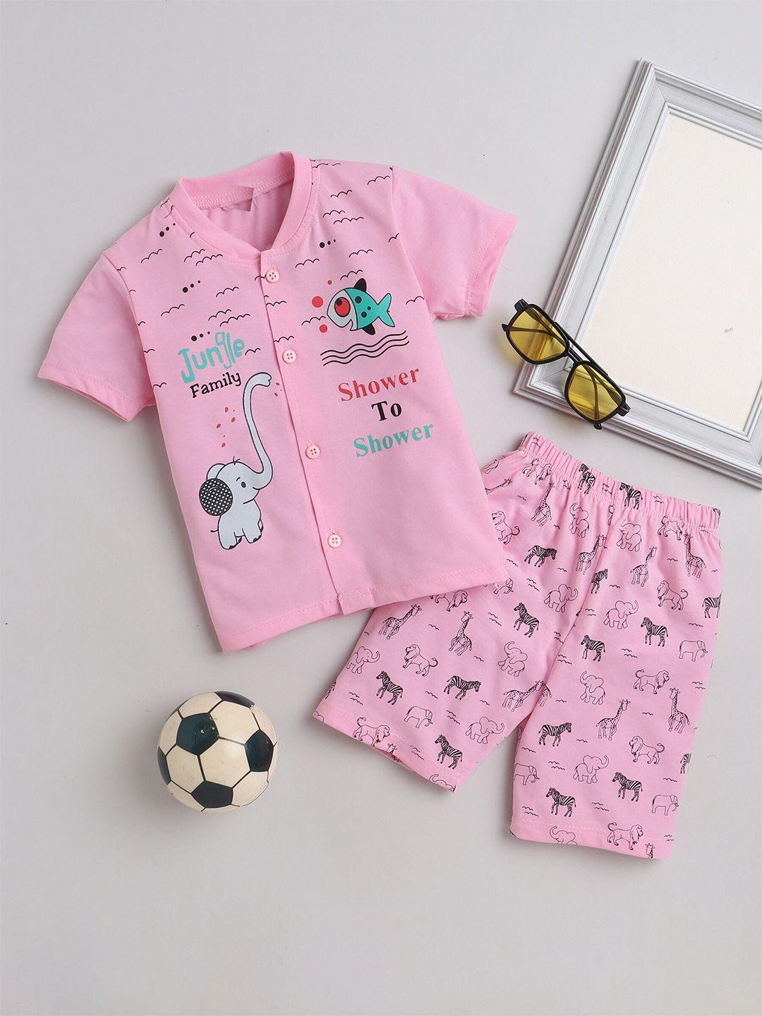 fourfolds boy conversational printed pure cotton t-shirt with shorts