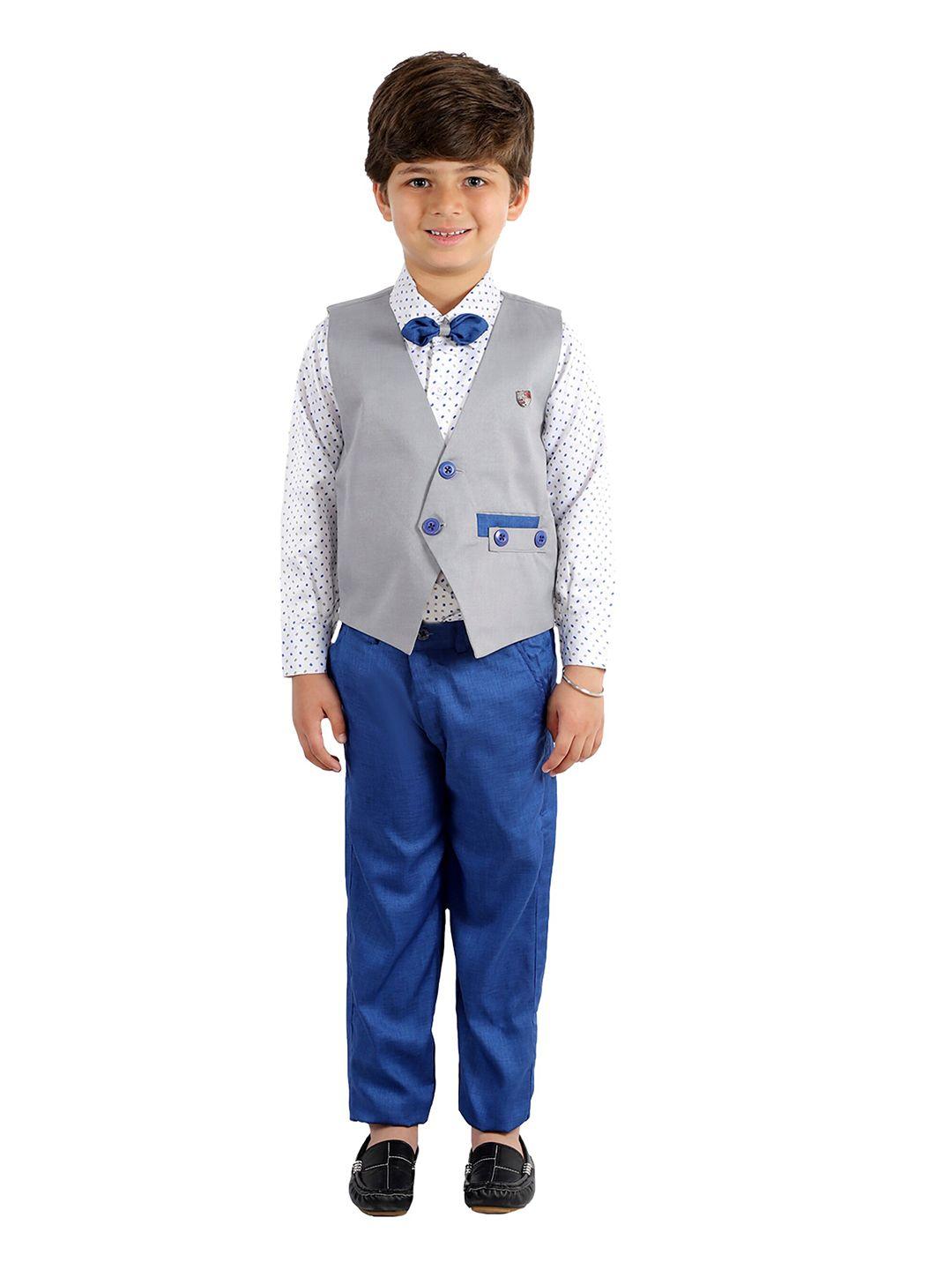 fourfolds-boys-blue-&-white-solid-shirt-with-trousers-&-waistcoat