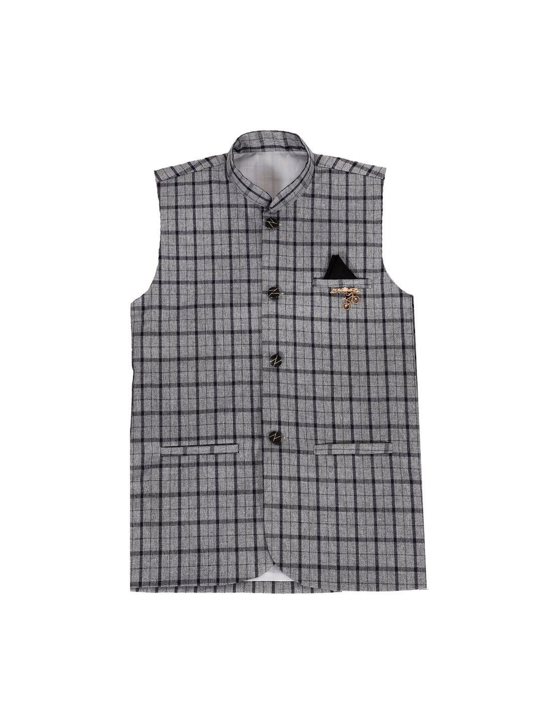 fourfolds boys grey checked shirt with trousers