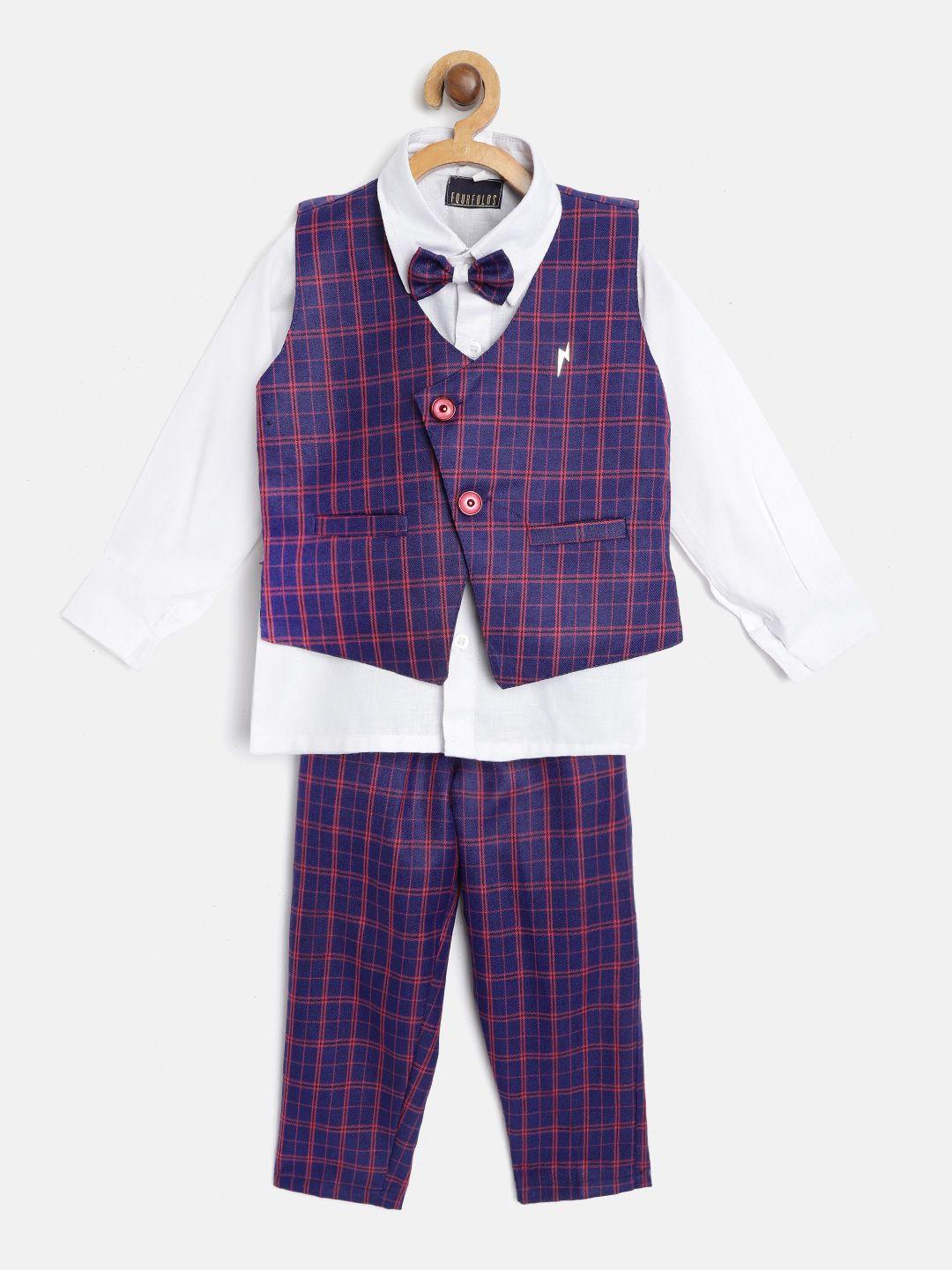fourfolds-boys-white-solid-shirt-with-checked-trousers-&-waistcoat