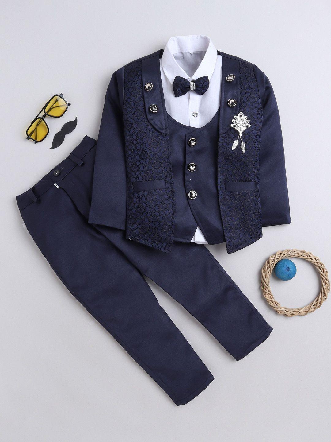 fourfolds boys lapel collar single-breasted four-piece party suit