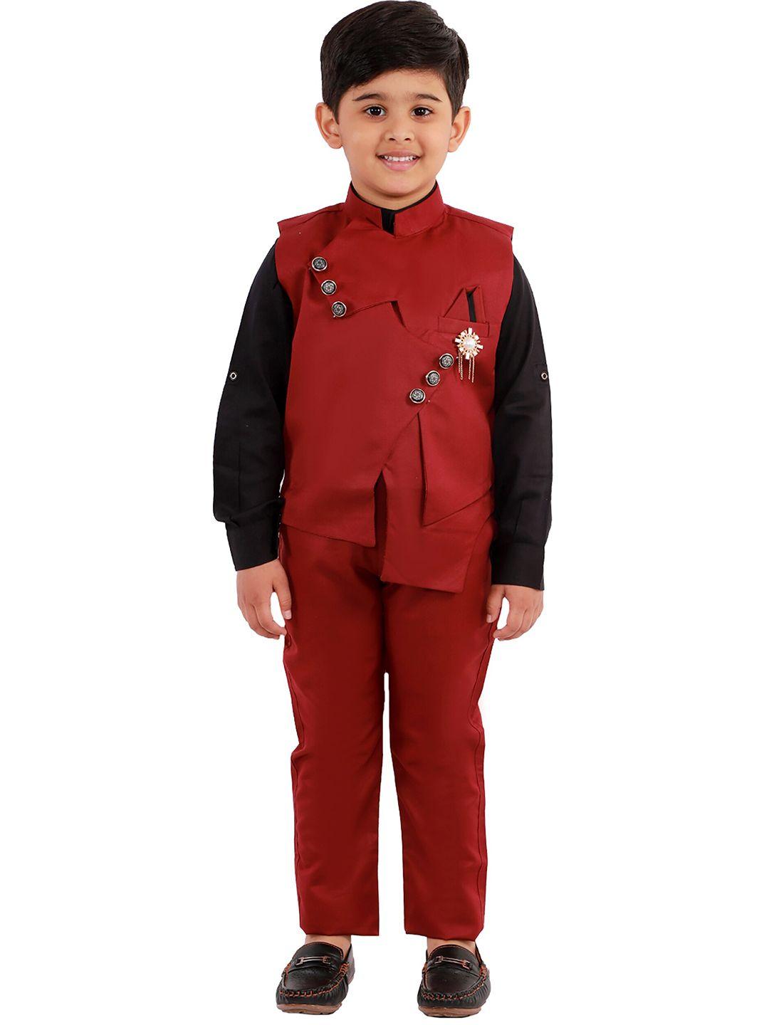 fourfolds boys maroon & black coat with trousers