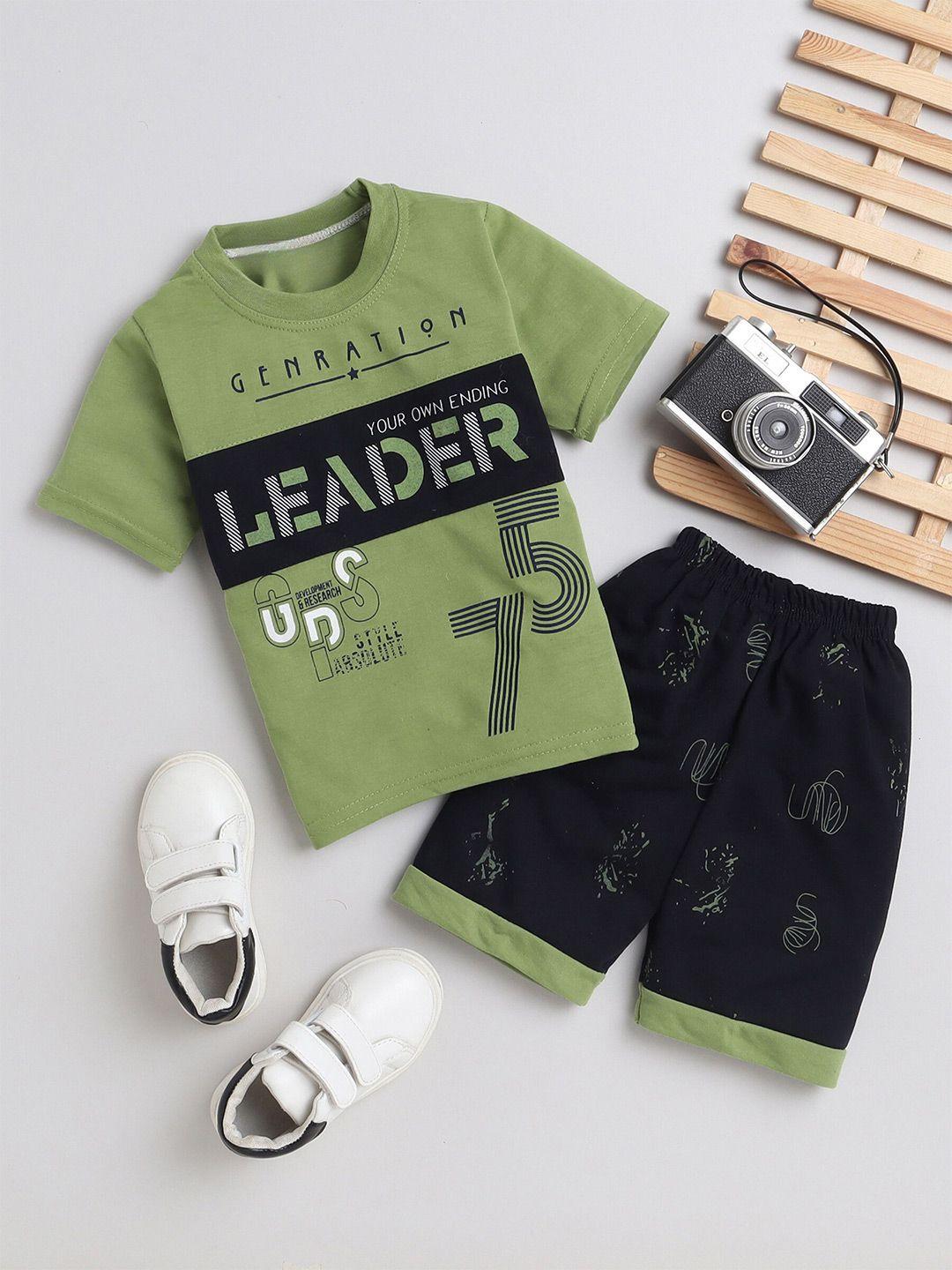 fourfolds boys printed pure cotton t-shirt with shorts