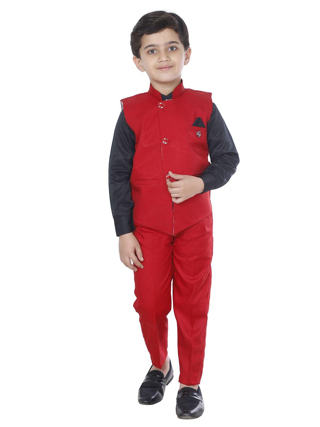 fourfolds boys red checked 3 piece suit