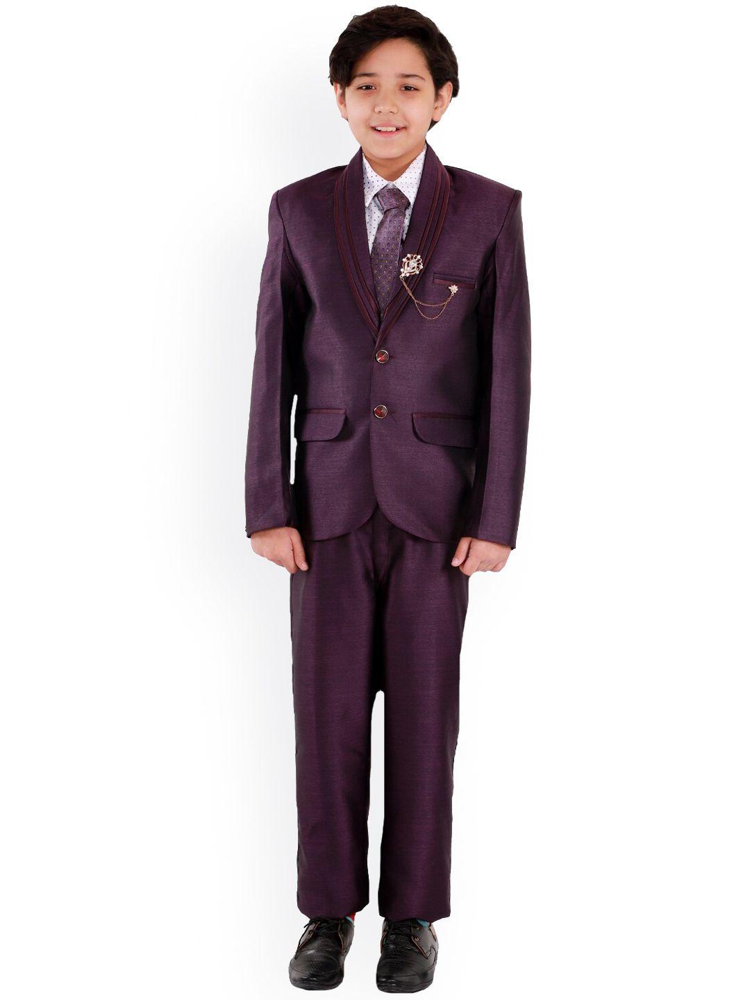 fourfolds boys self design single-breasted 4-piece party suits