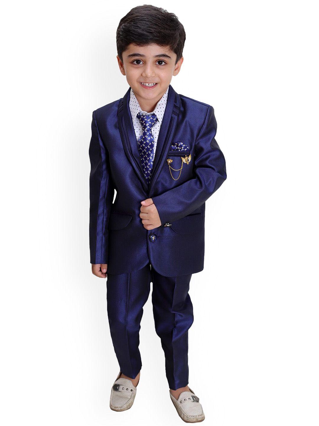 fourfolds boys self design single-breasted 4-piece suits