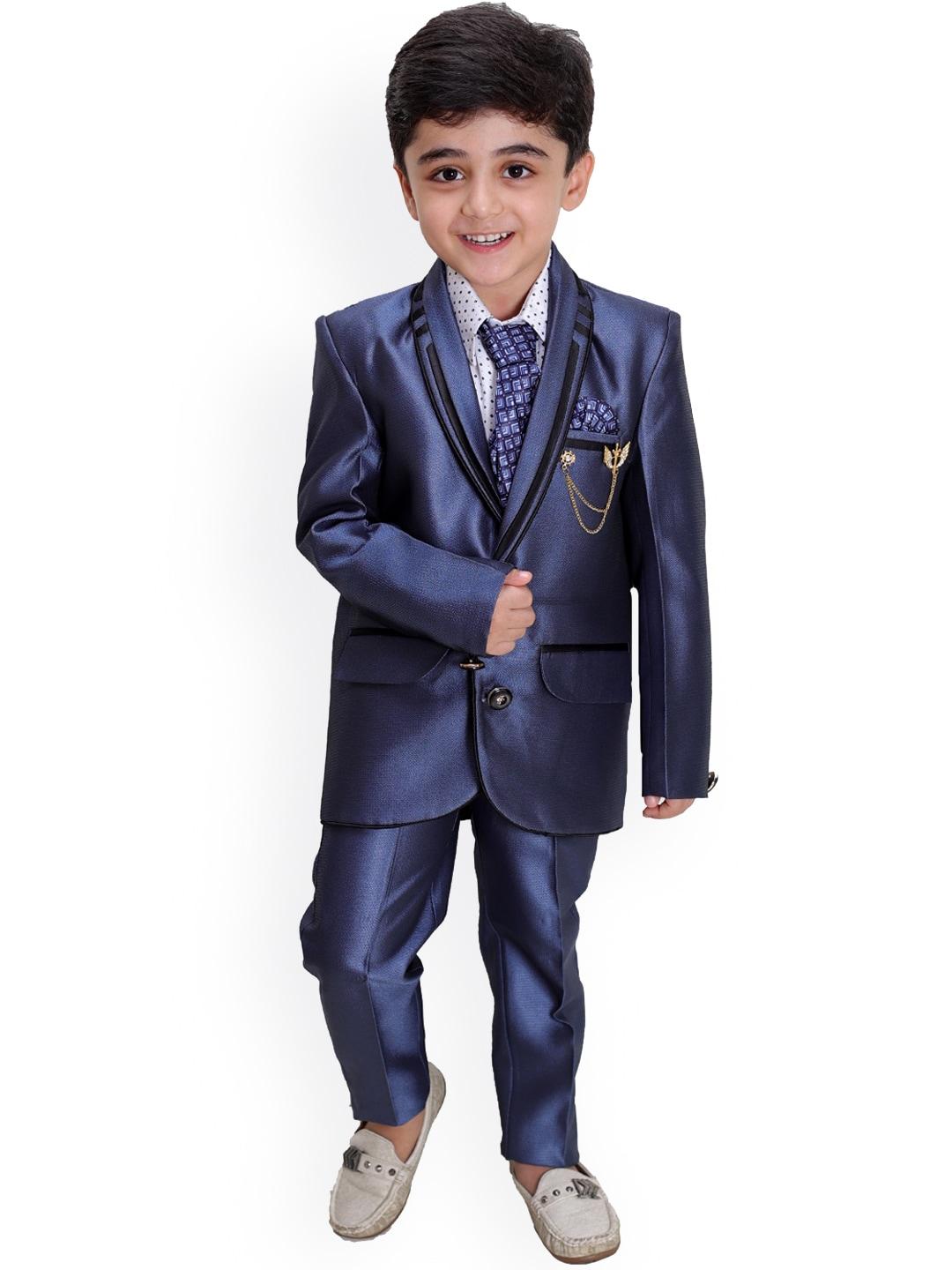 fourfolds boys self design single-breasted 4-piece suits