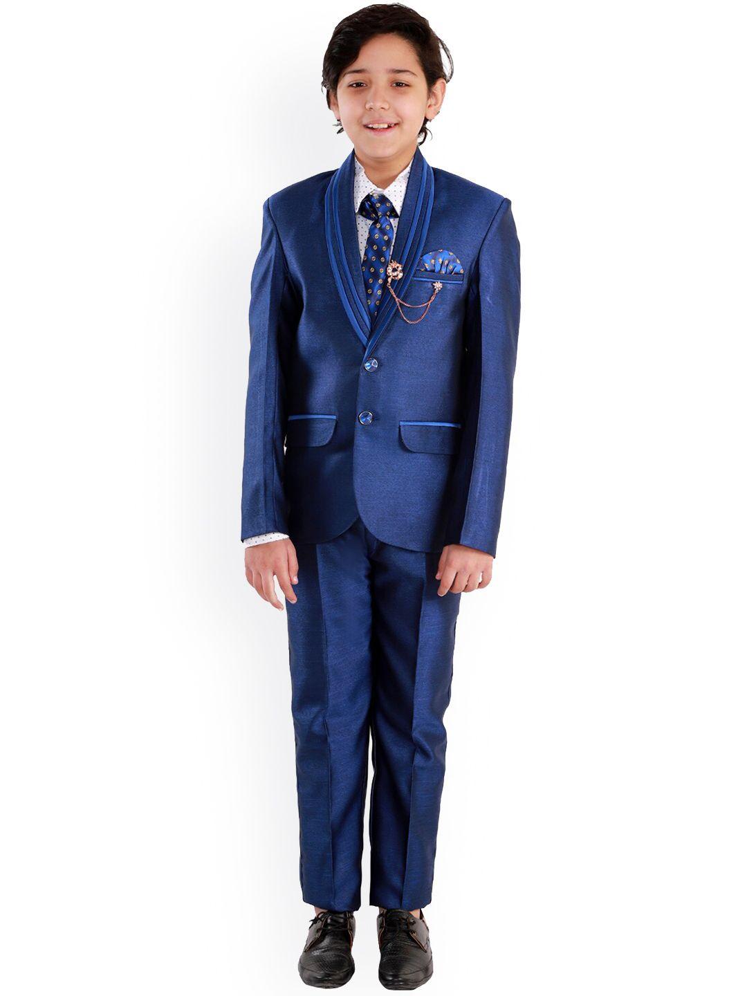 fourfolds boys self design single-breasted three-piece party suits