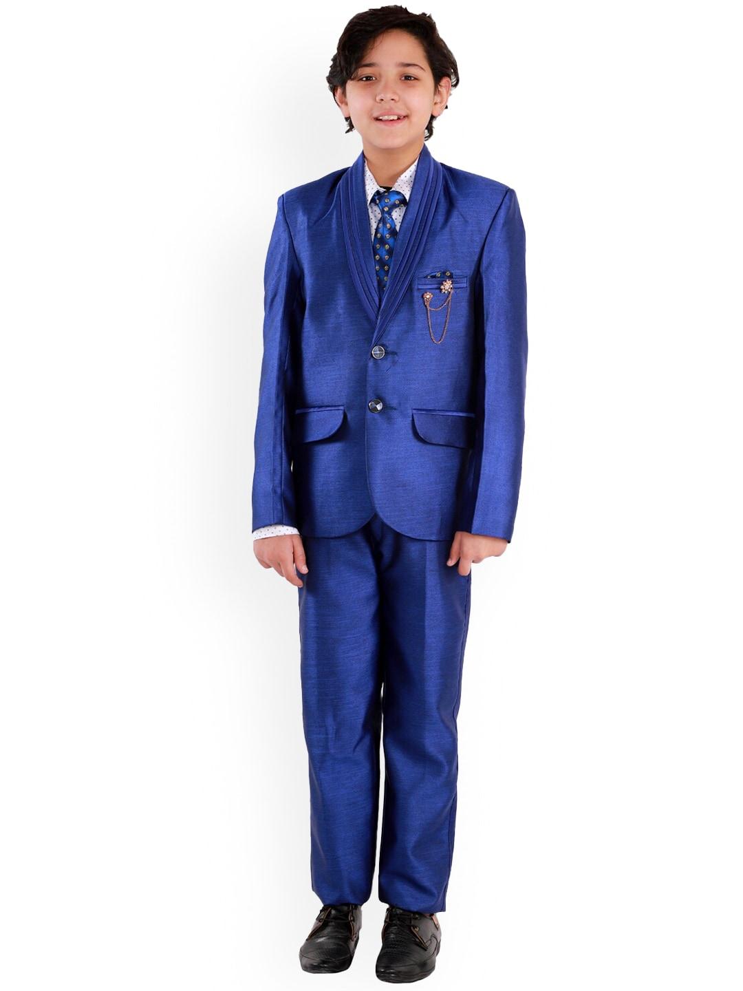 fourfolds boys self design single-breasted three-piece party suits