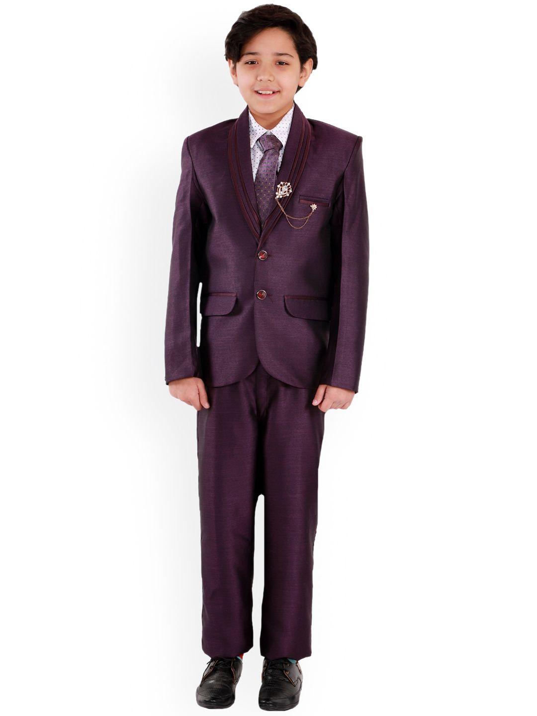 fourfolds boys self design single-breasted three-piece suits