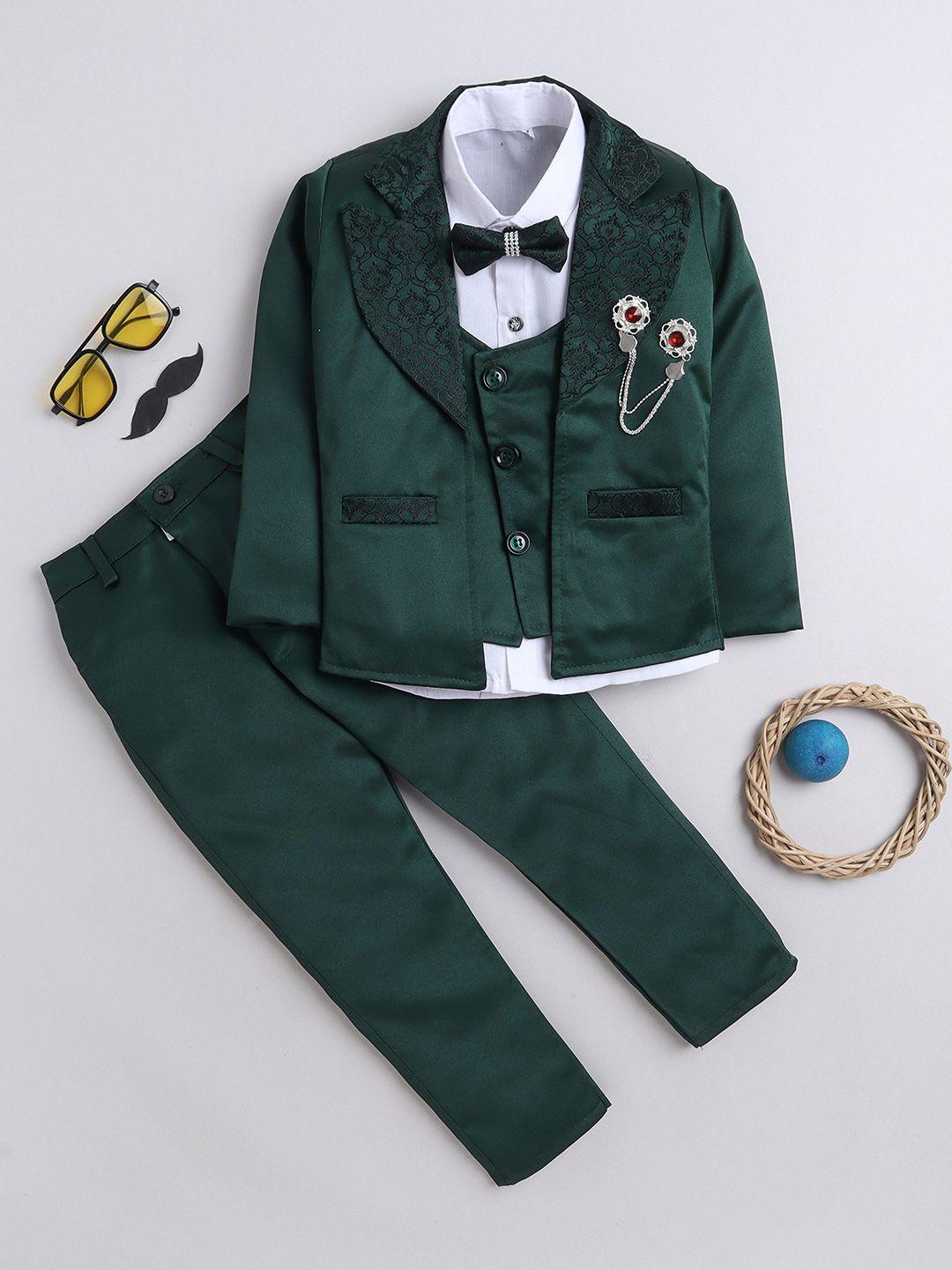 fourfolds boys self-designed  notched lapel collar single-breasted  five-piece party suit