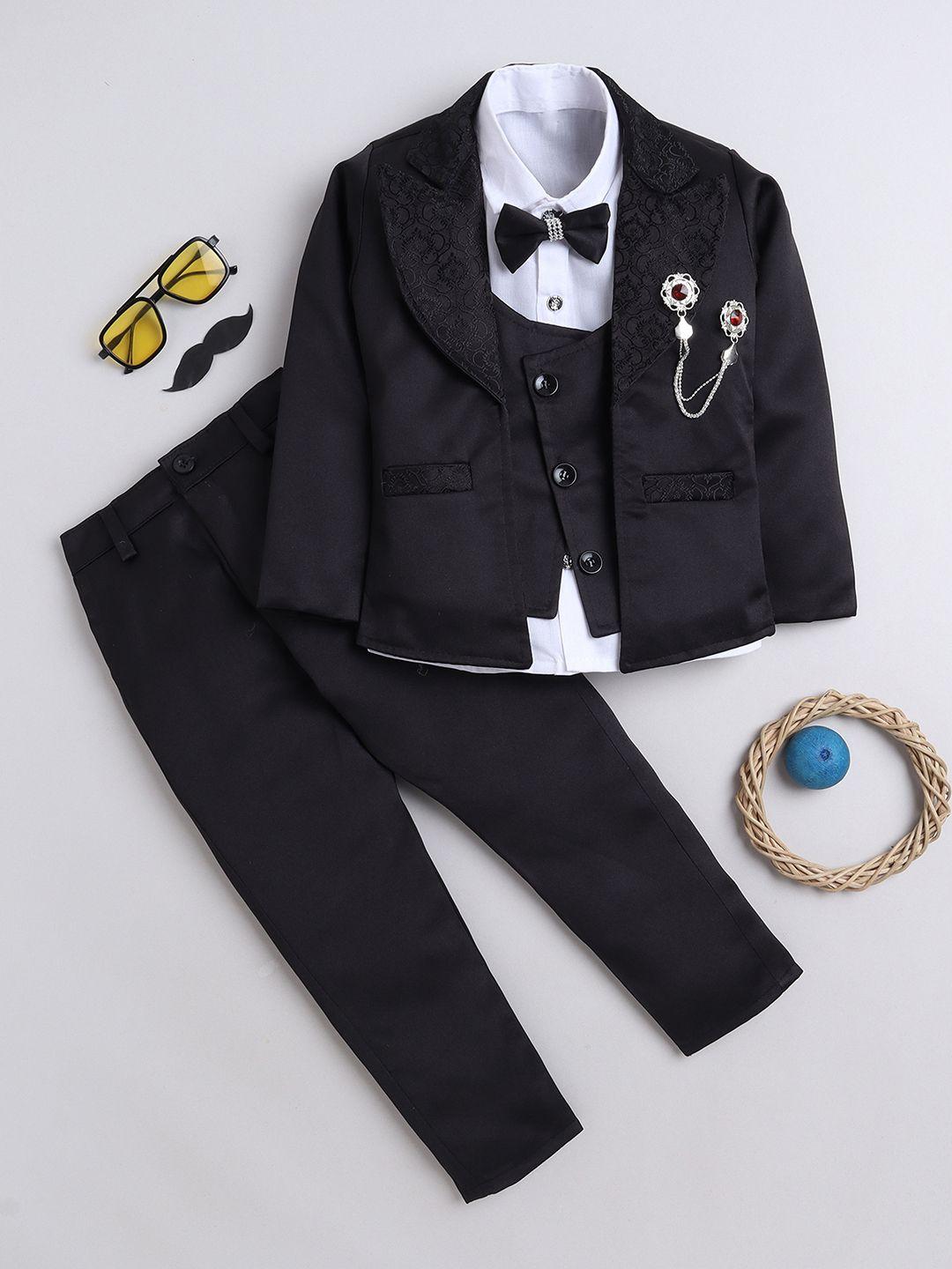 fourfolds boys self-designed notched lapel collar single-breasted five piece party suit