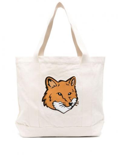 fox head cotton tote bag