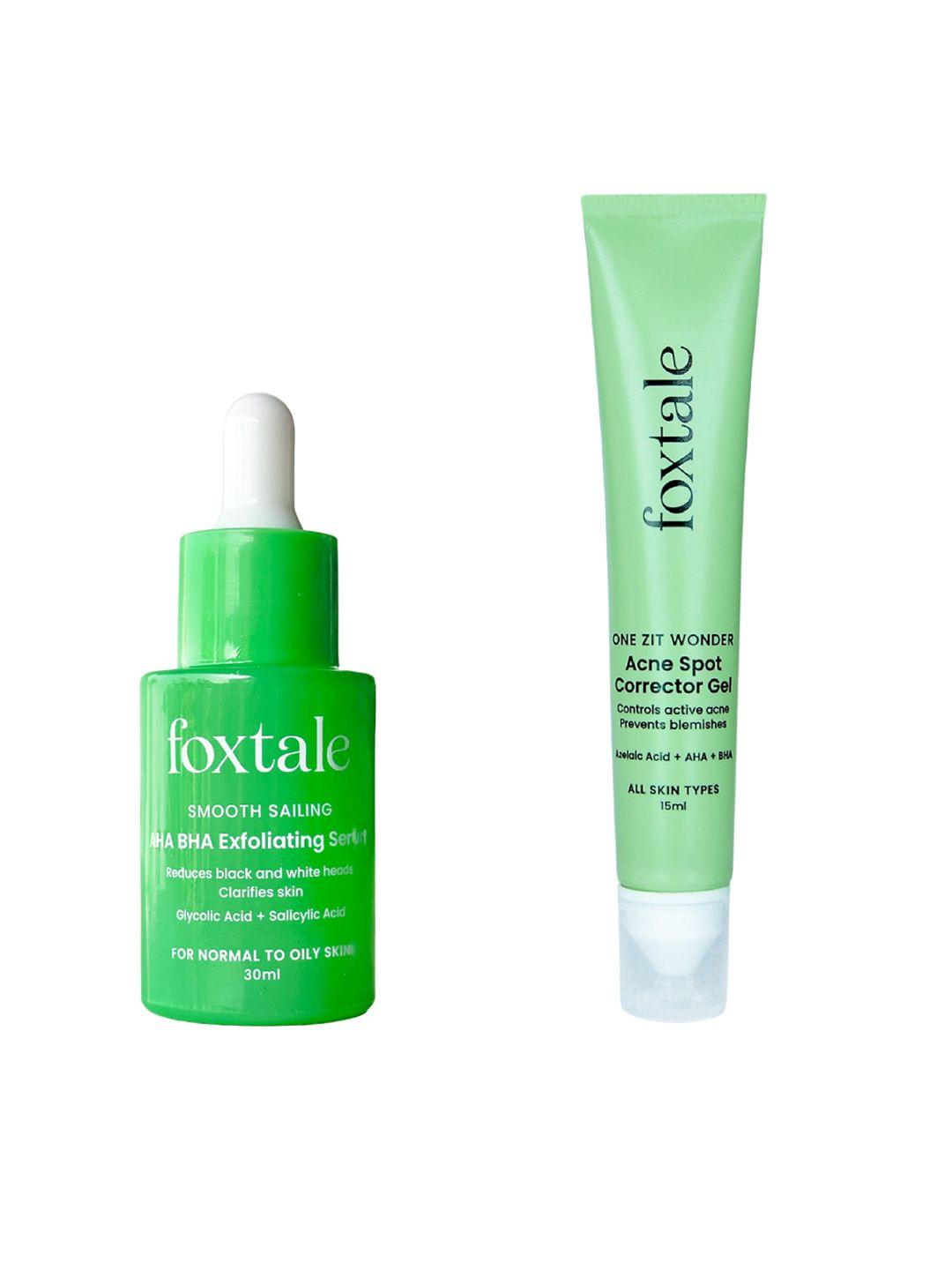 foxtale aha bha exfoliating serum & acne spot corrector gel 45 ml