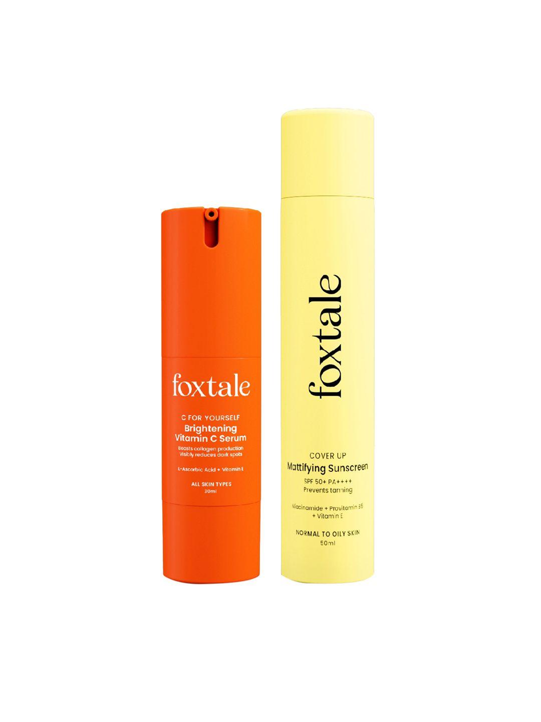 foxtale set of 2 orange vitamin c serum & matte finish sunscreen
