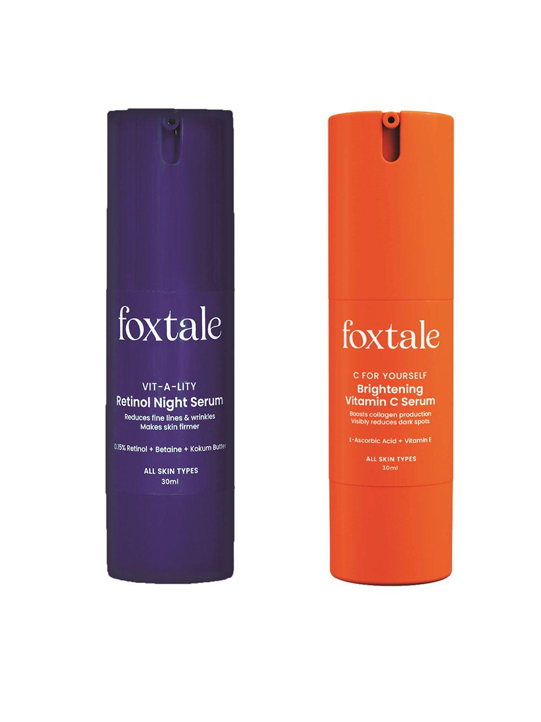 foxtale age protection set of 2 vitamin c serum & retinol night serum 30ml each