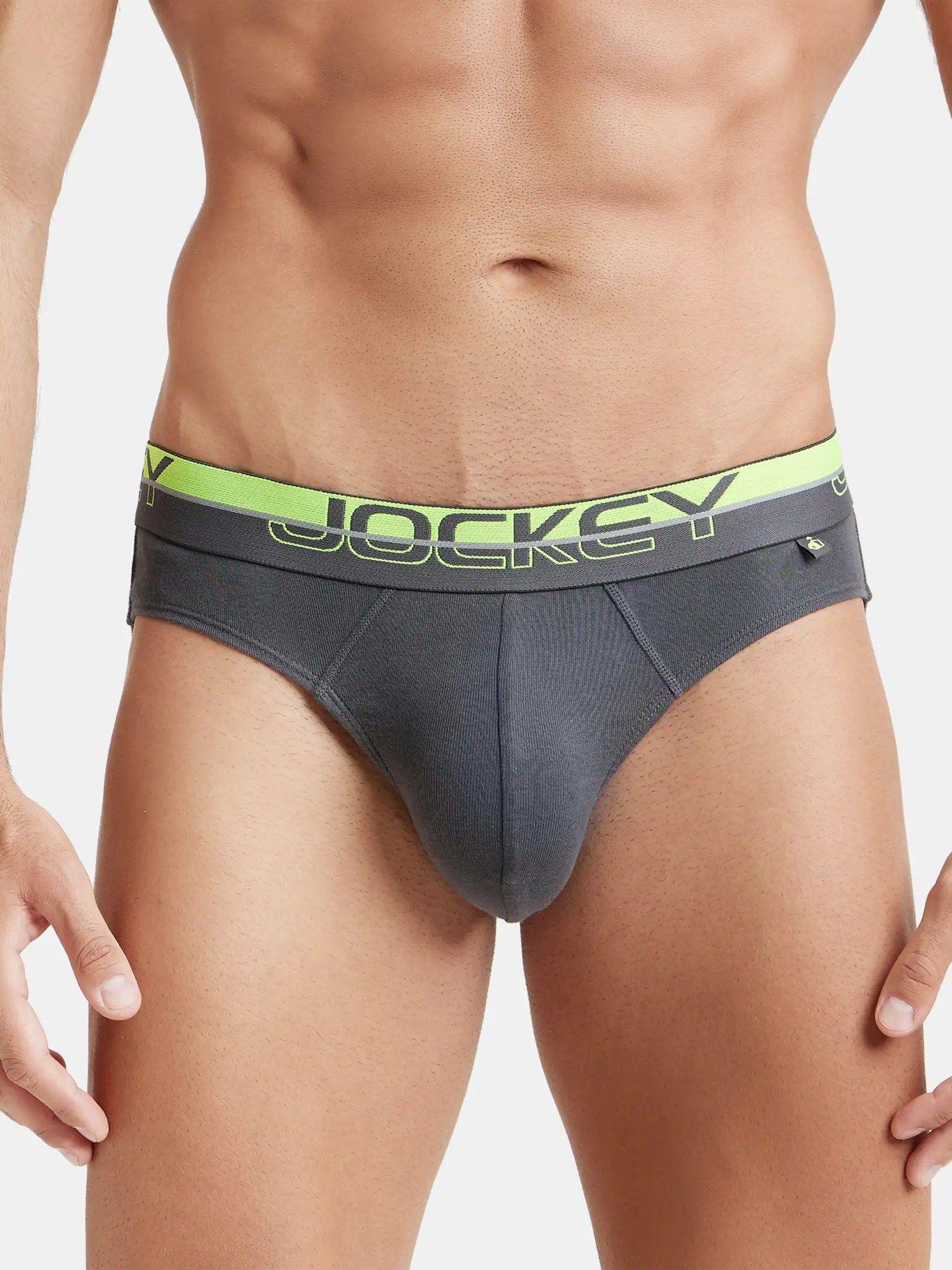 fp02 mens super combed cotton rib solid brief with ultrasoft waistband in grey (xl)