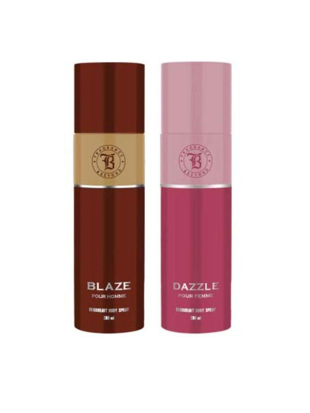 fragrance & beyond set of men blaze & women dazzle deodorant body sprays - 200 ml each