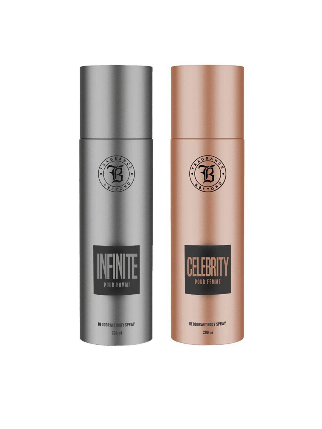 fragrance & beyond set of men infinite & women celebrity deodorant body sprays-200 ml each