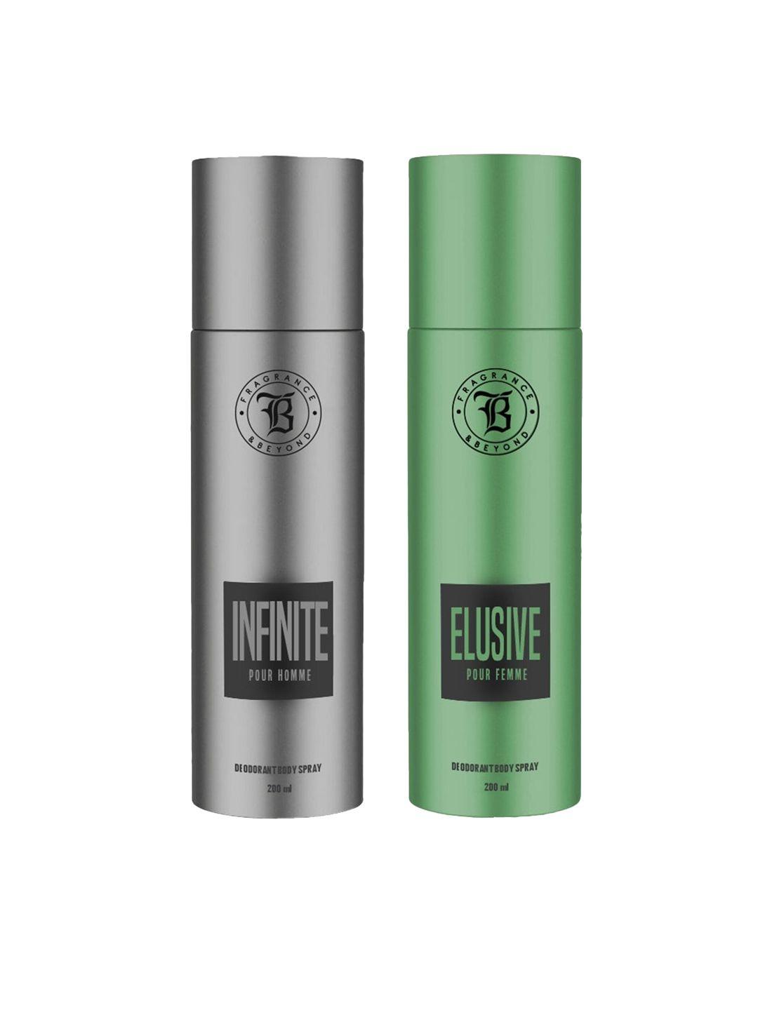 fragrance & beyond set of men infinite & women elusive deodorant body spray - 200 ml each