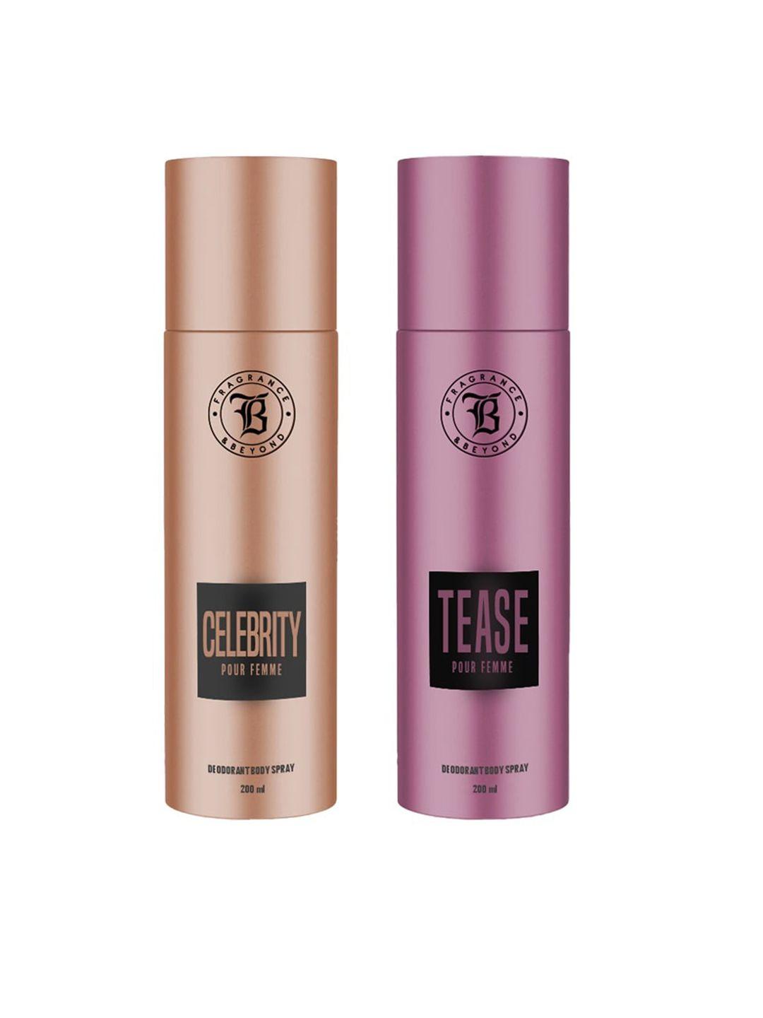 fragrance & beyond women set of celebrity & tease deodorant body sprays - 200 ml each