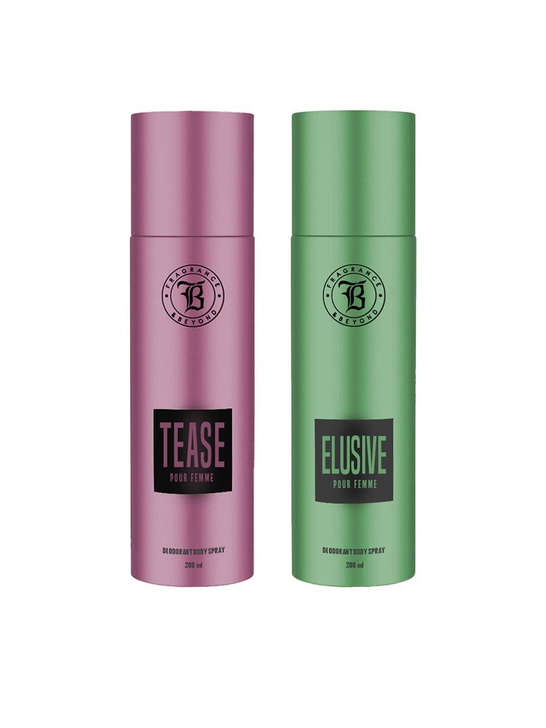 fragrance & beyond women set of tease & elusive deodorant body spray - 200 ml each
