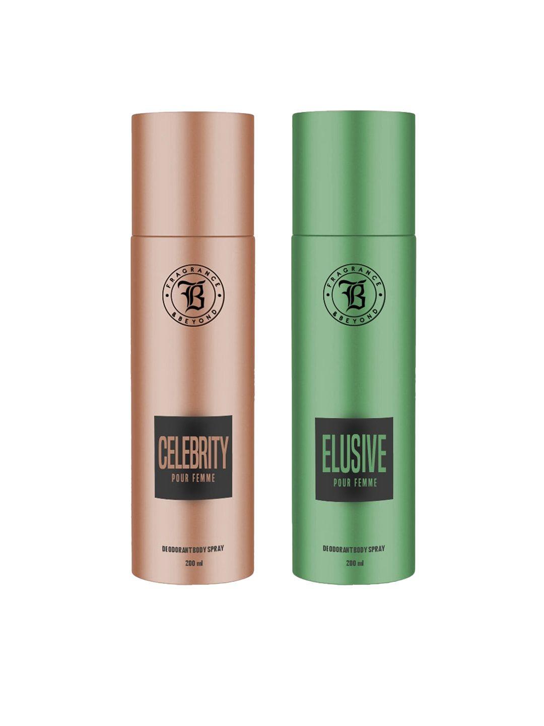 fragrance & beyond women set of celebrity & elusive deodorant body sprays - 200 ml each