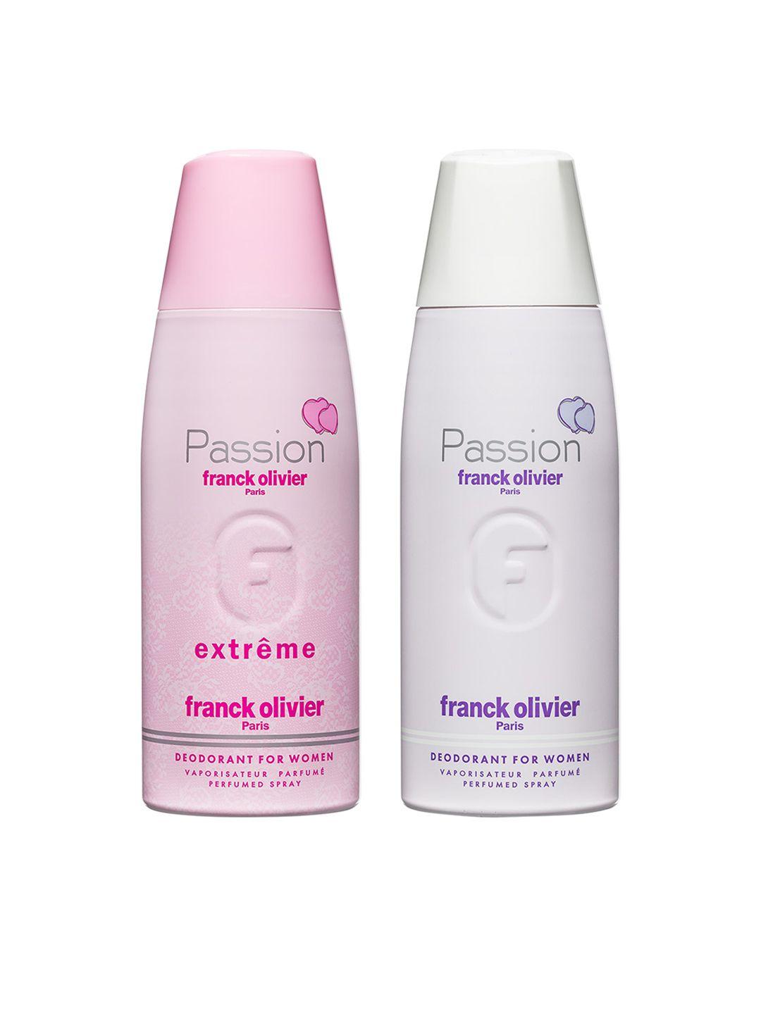 franck olivier women set of 2 odour control deodorant spray 250ml each - extreme & passion