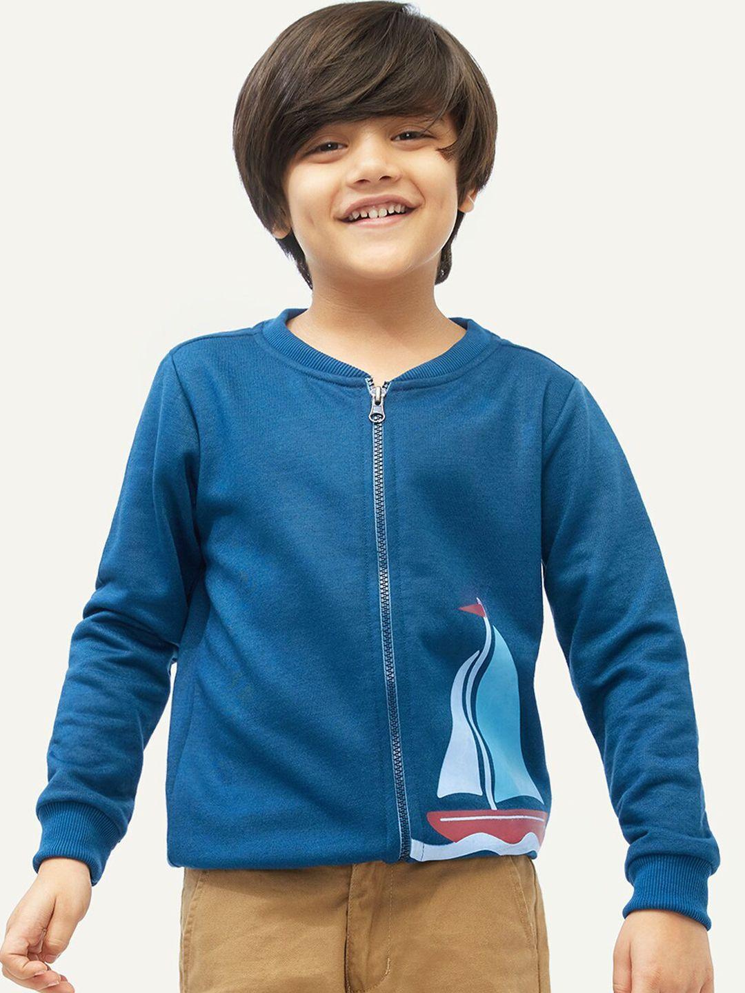 frangipani boys blue fleece crop bomber jacket