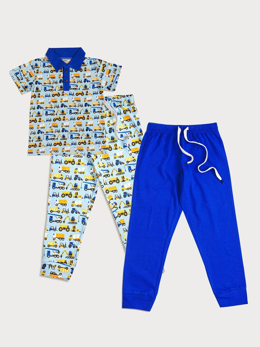 frangipani boys printed t-shirt with 2 pyjamas