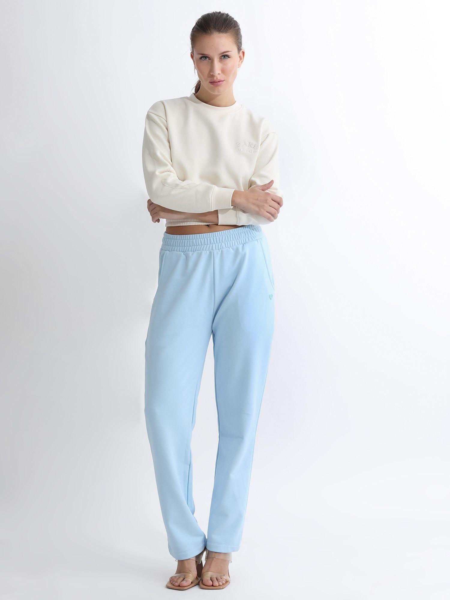 frank light blue solid trouser