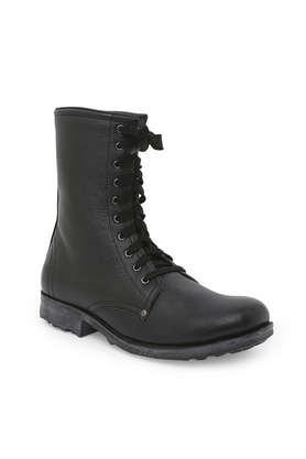 franklin leather lace up men's casual boots - black