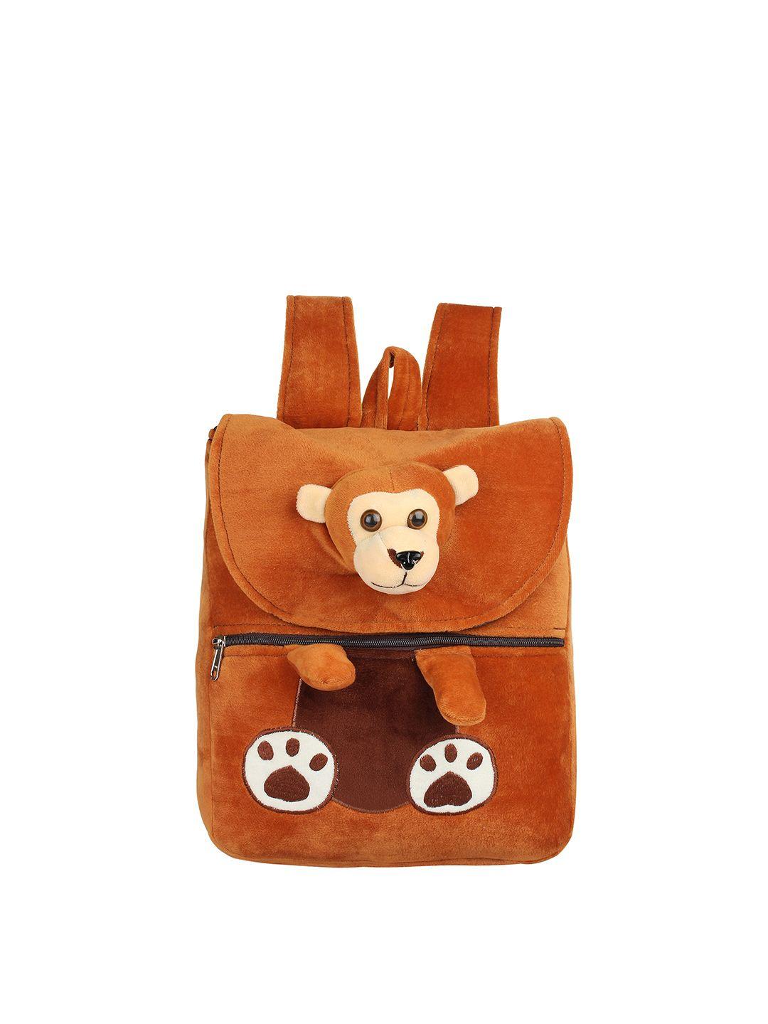 frantic kids brown & off white monkey school bag