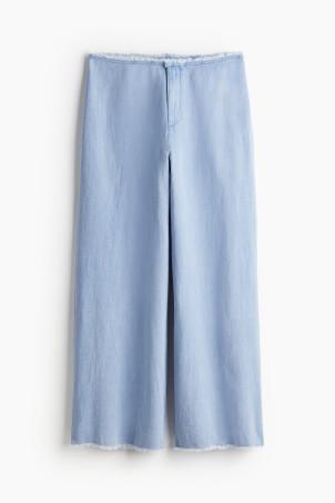 frayed-edge linen-blend trousers