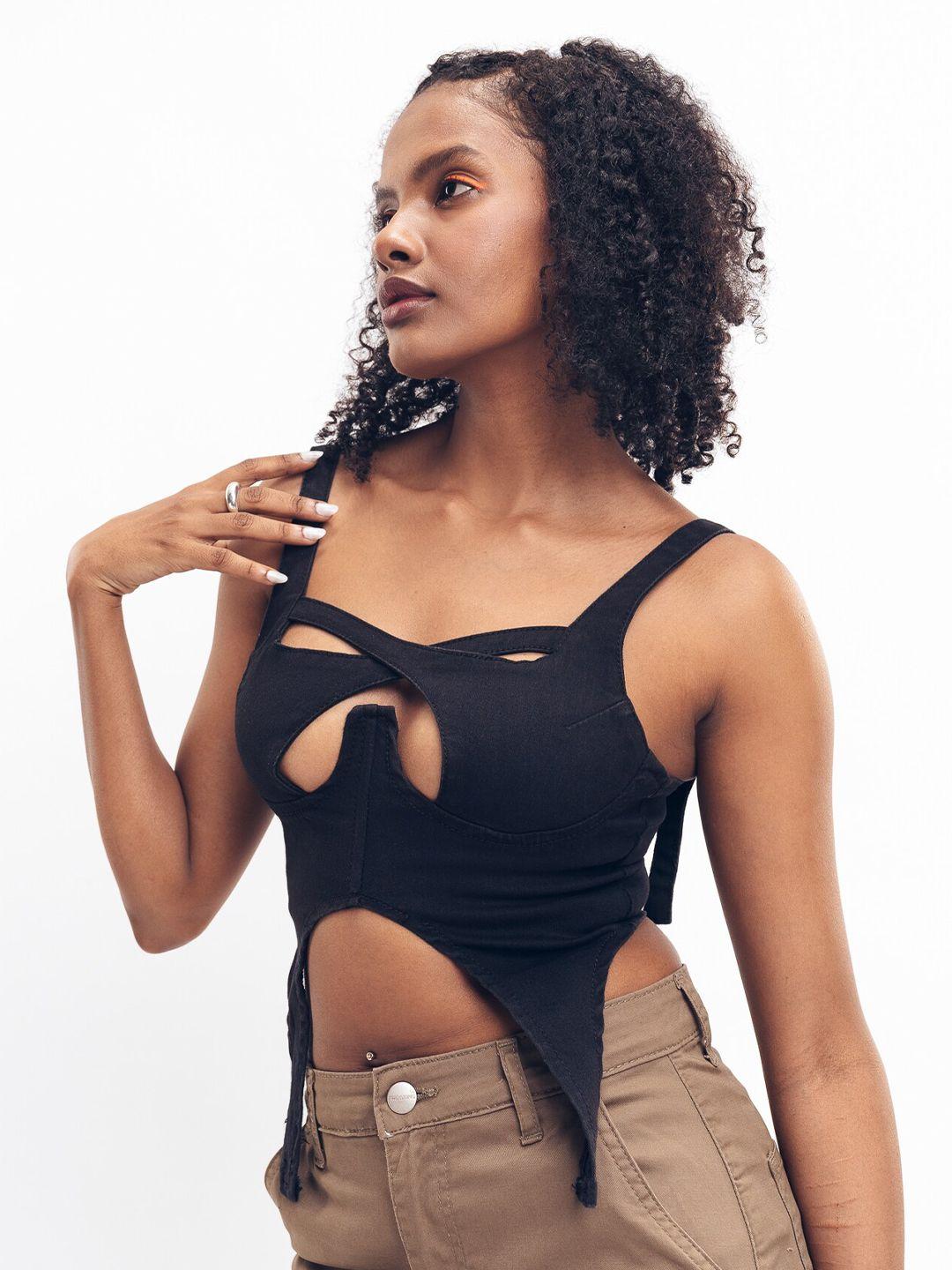 freakins black high-low crop top