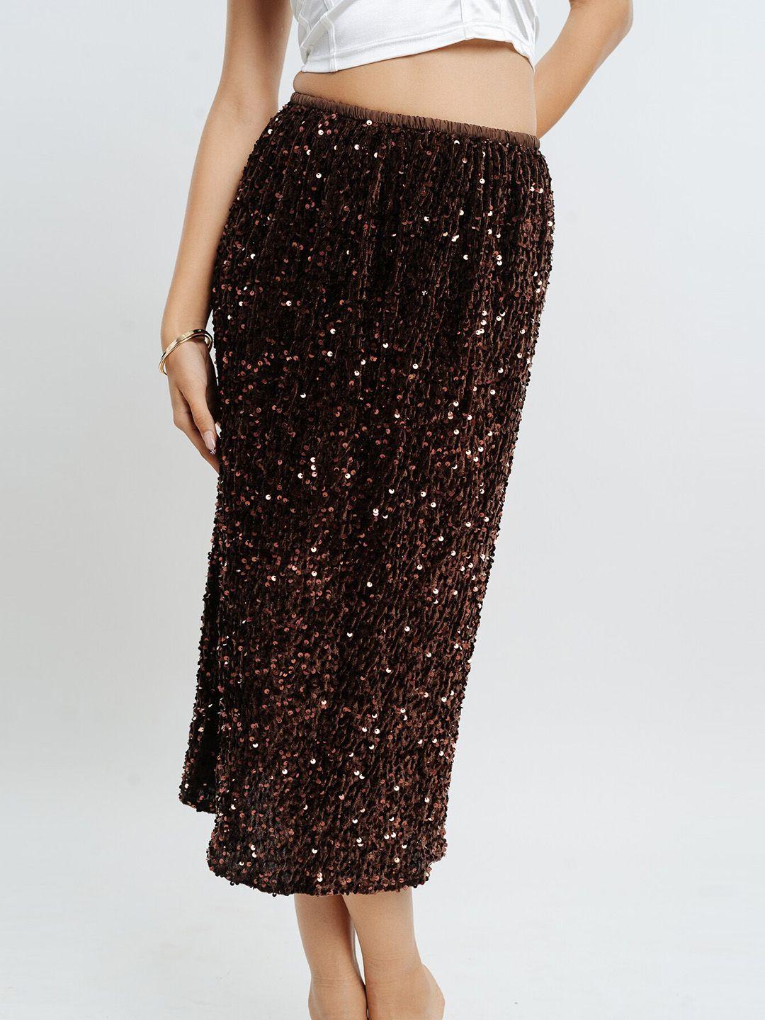 freakins embellished pure cotton straight midi skirt