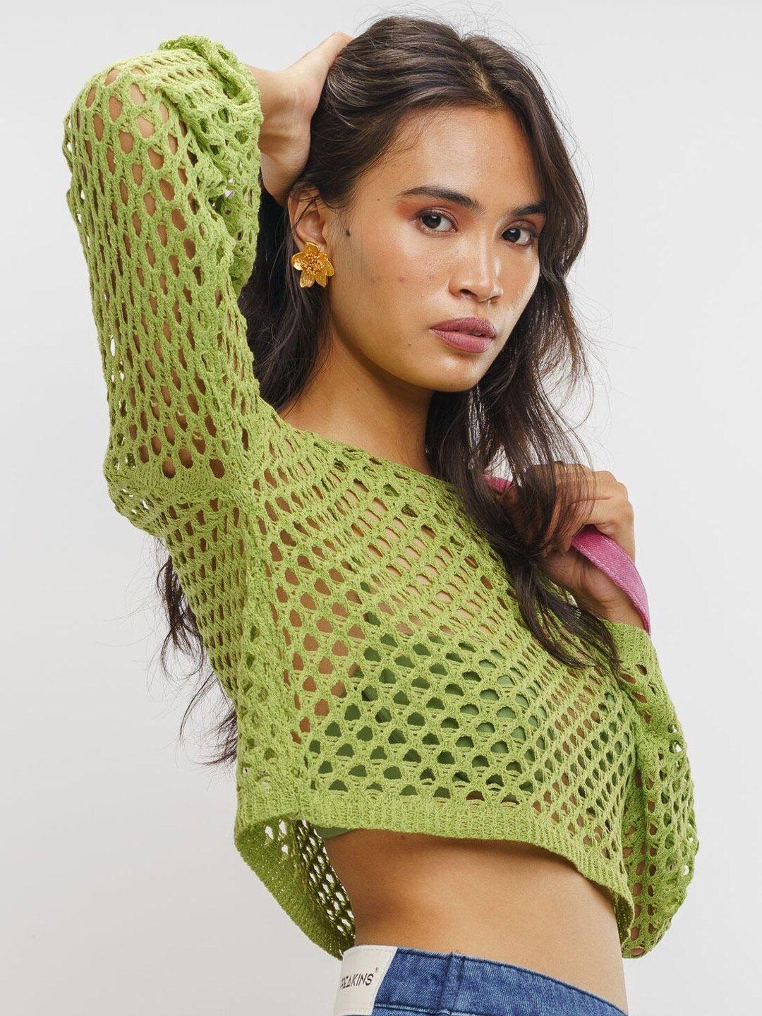 freakins knitted boat neck crop top