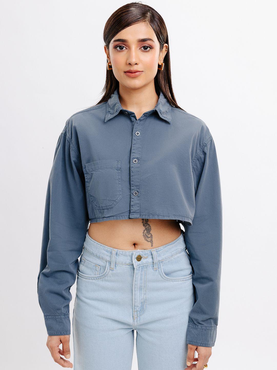 freakins opaque cropped casual shirt