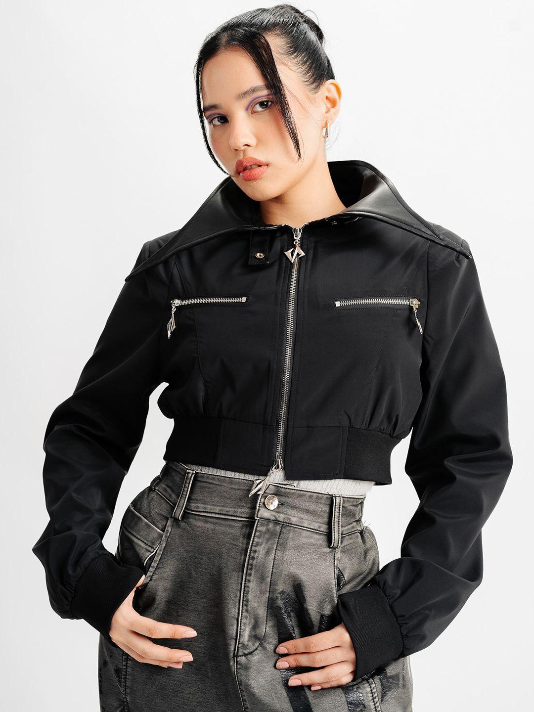 freakins spread collar crop bomber jacket