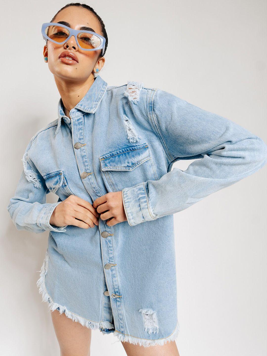 freakins washed cotton denim jacket