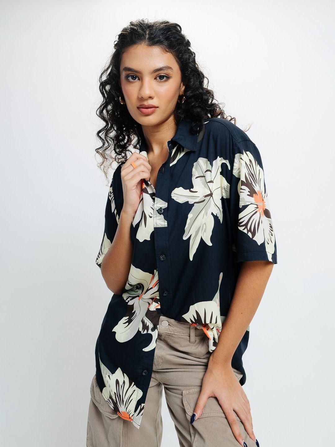 freakins women floral opaque printed casual shirt