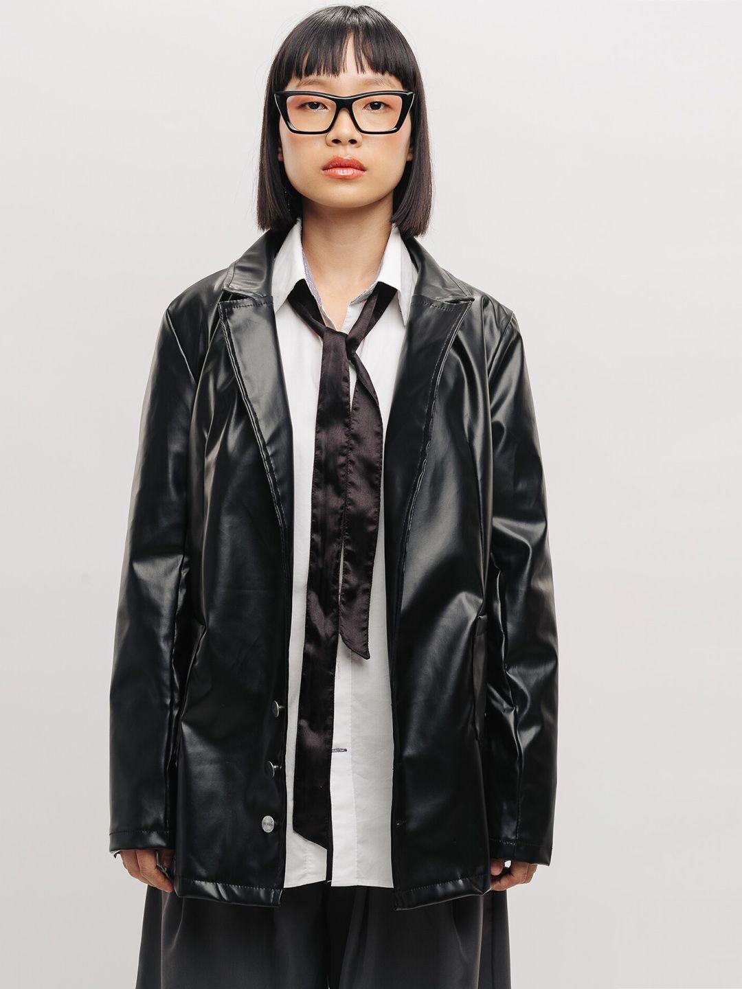 freakins women geometric leather biker jacket