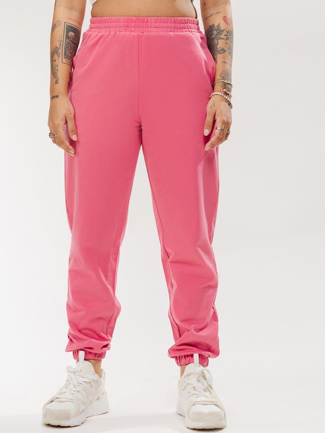 freakins women mid-rise clean look pure cotton joggers