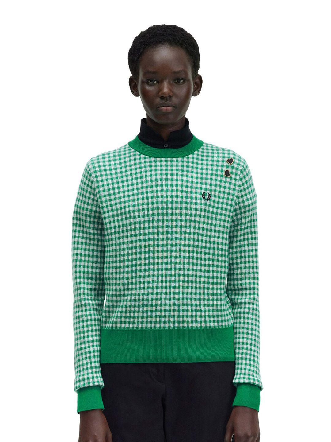 fred perry checked cotton pullover sweater