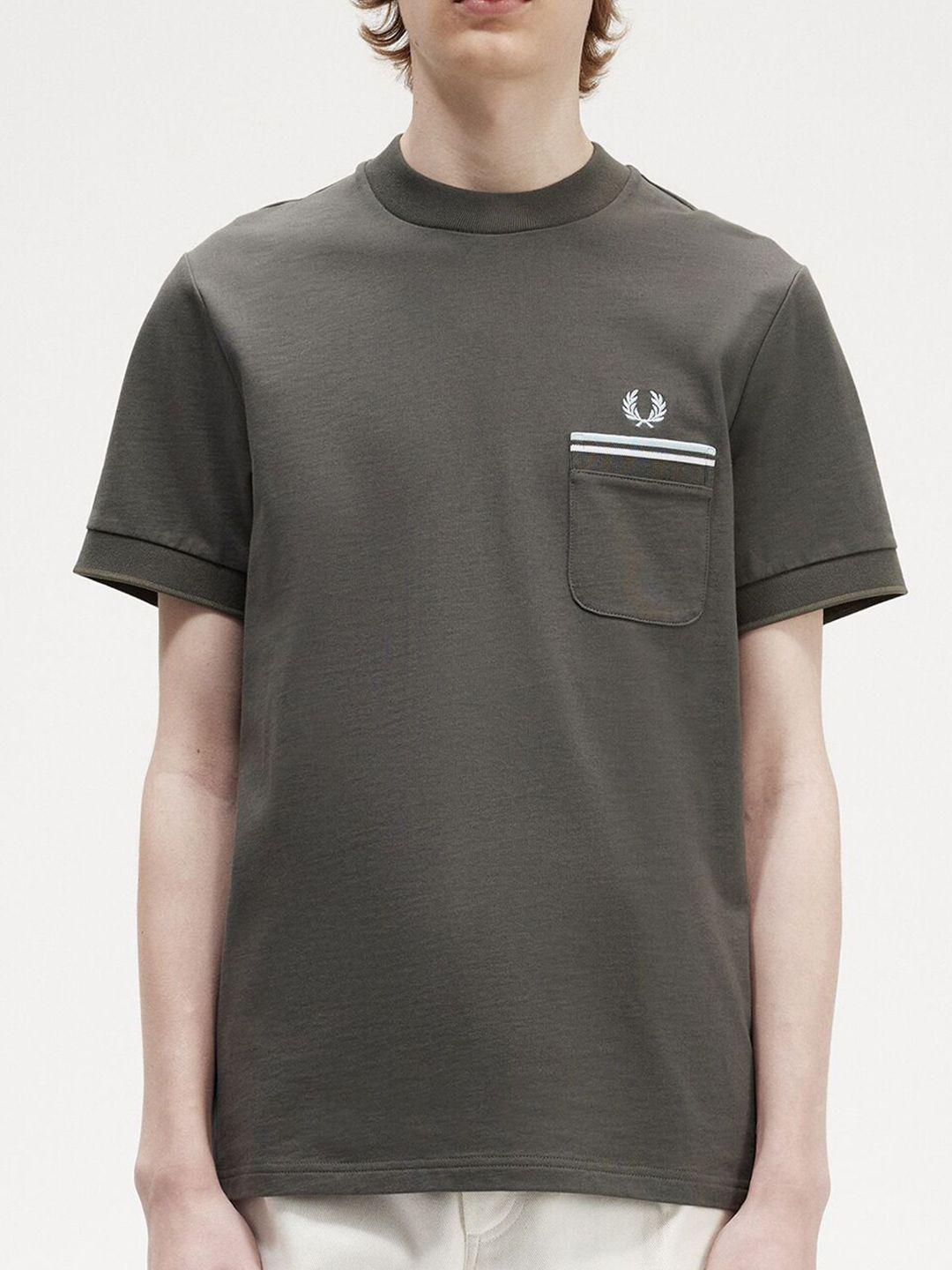 fred perry high neck slim fit pure cotton casual t-shirt