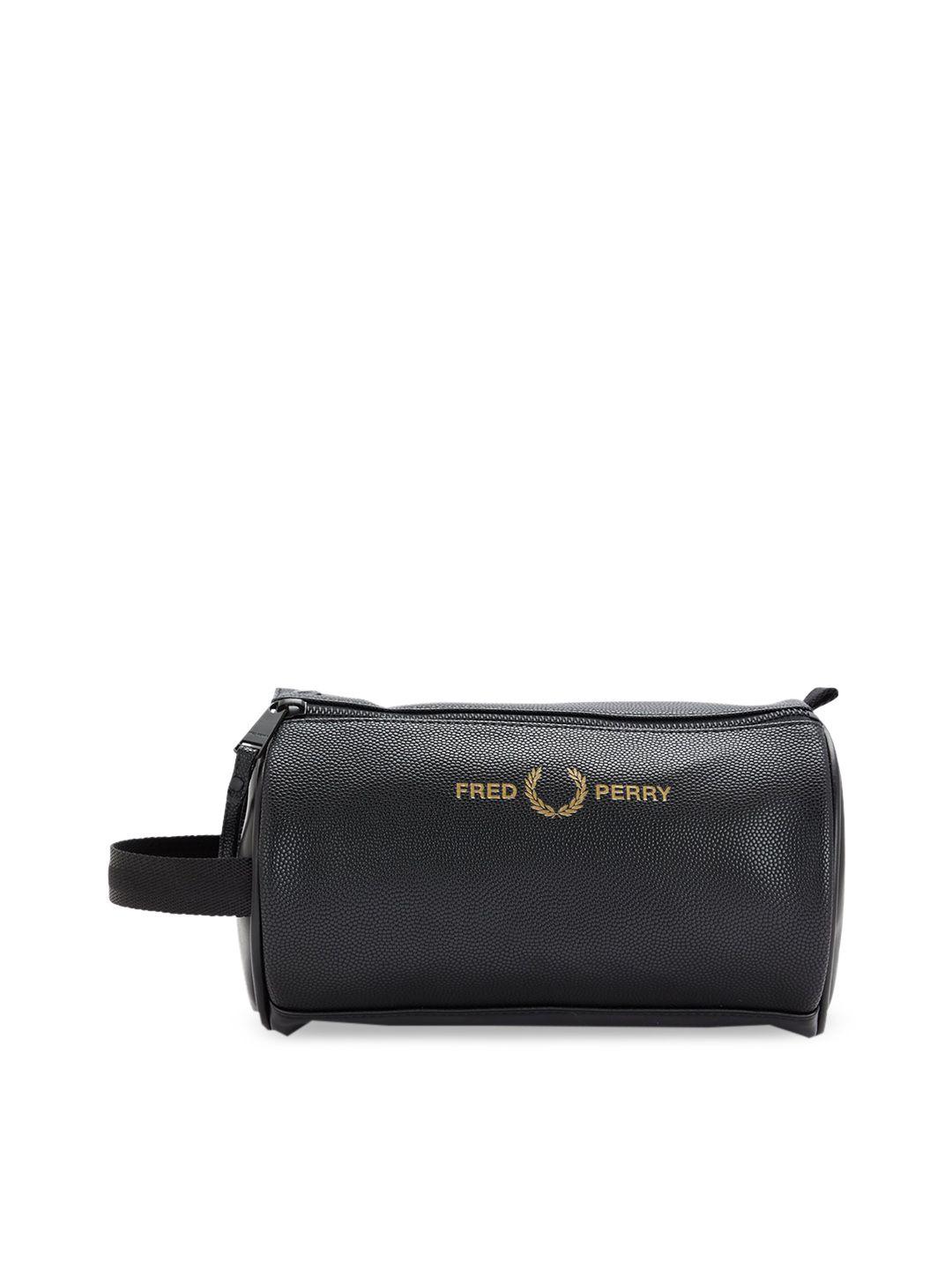 fred perry men black textured travel pouch