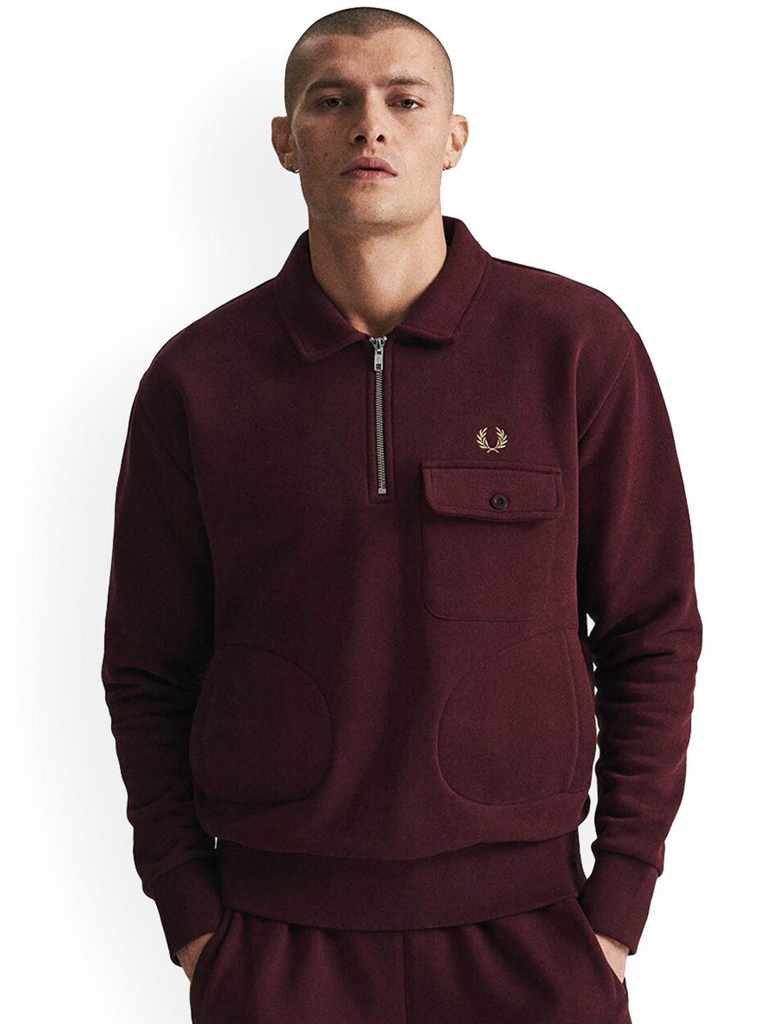 fred perry men maroon tailored jacket