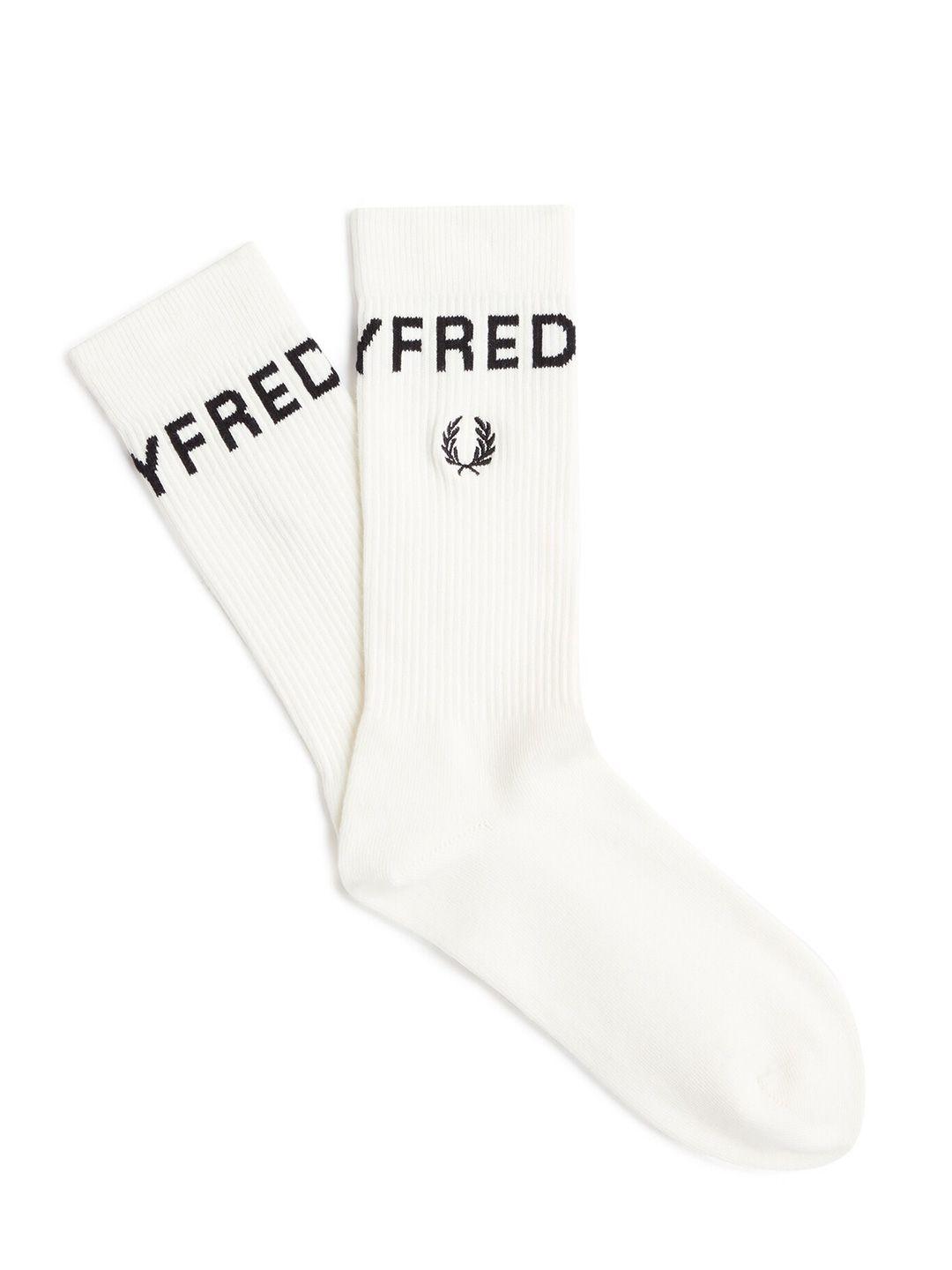 fred perry men patterned cotton calf-length sock