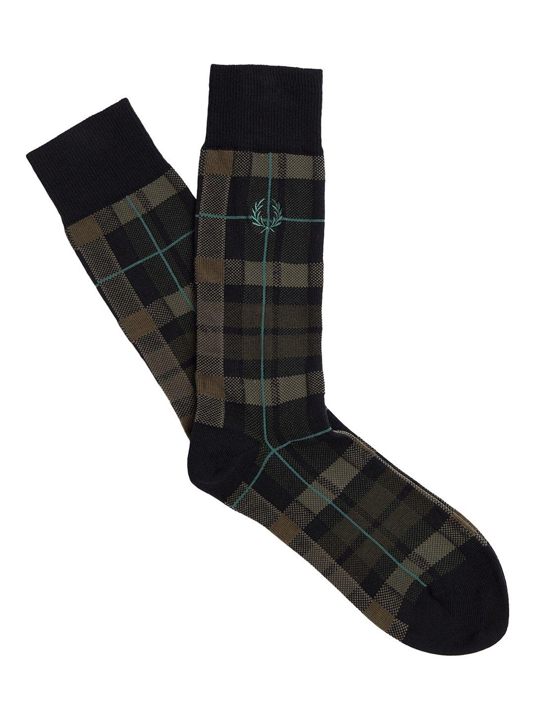 fred perry men patterned cotton calf length socks