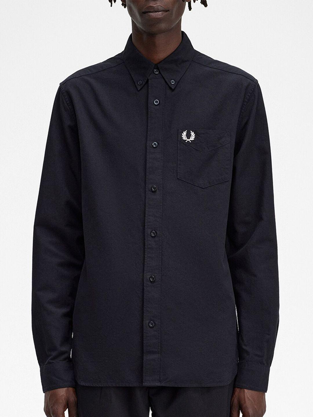 fred perry regular fit button-down collar cotton casual shirt